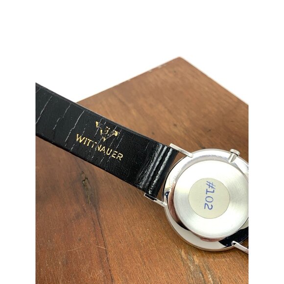 Wittnauer Men's Watch Vintage Swiss Hand Wind Thin 33mm Black Leather Band - Picture 11 of 16